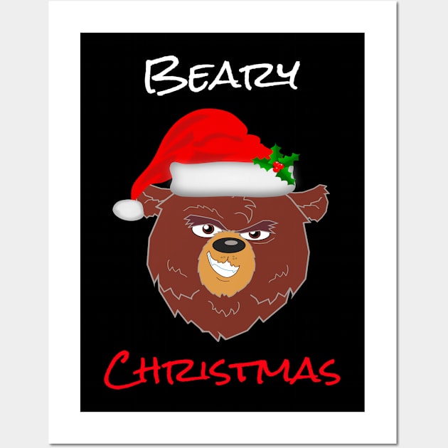 Beary Christmas Cute Christmas Bear Funny Holiday Saying Wall Art by egcreations